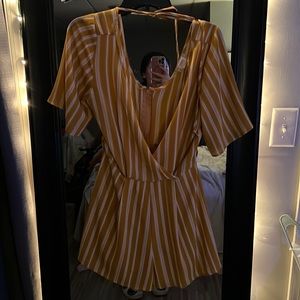 Altar’d state dark orange and white romper with adjustable laces